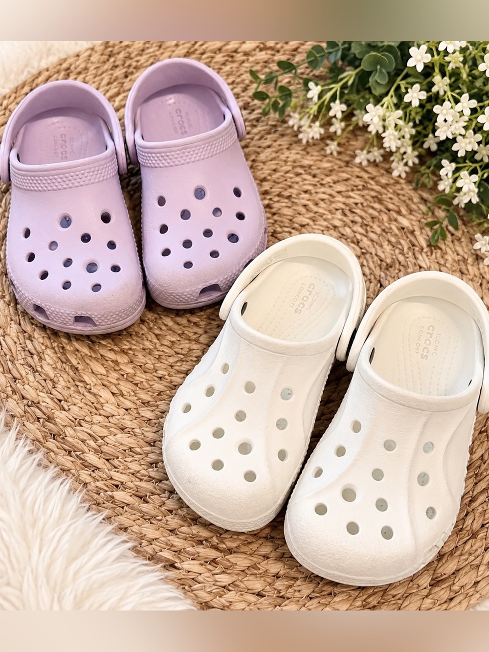 CROCS Kids 2 pairs Classic Clog in purple & White h